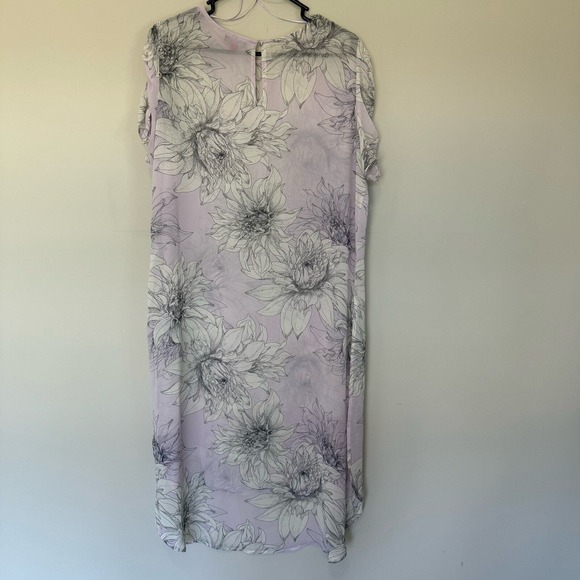 Vince Camuto Floral Tunic Dress Sheer Lavender Floral Print Size M - Picture 3 of 8